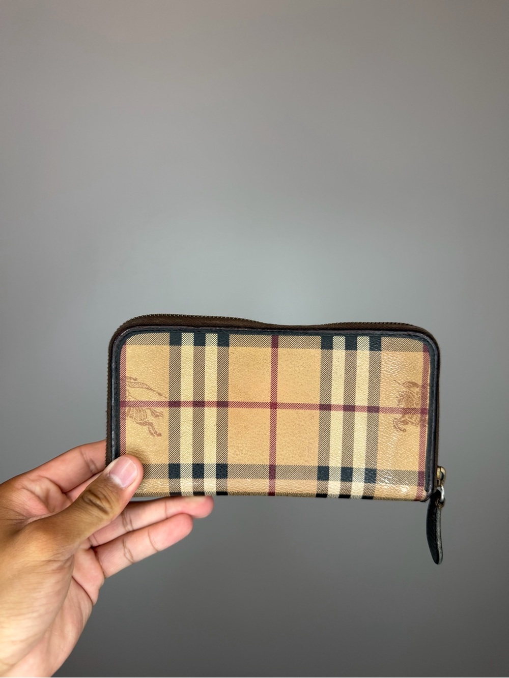 Burberry Haymarket check coated canvas zip wallet